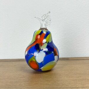 Pear glass‎ paper weight decor multi color sculpture artwork
